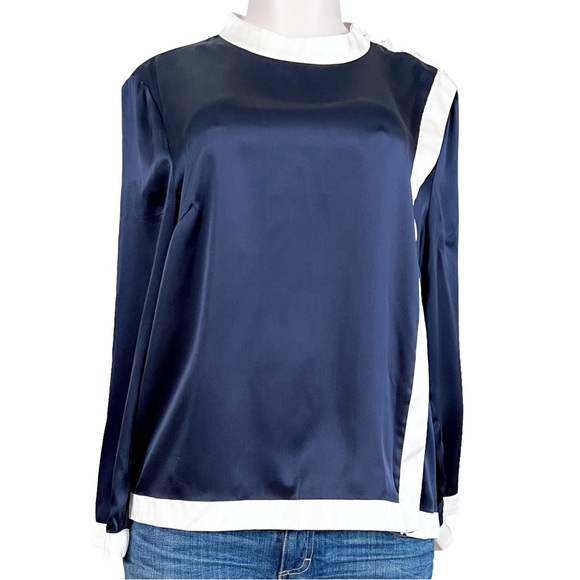 J.Crew 365 Tops - J.Crew 365 Satin Silk Kimono Blouse Blue & White SZ 12
